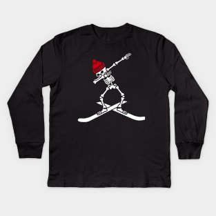 Dab dabbing skeleton ski skiing Kids Long Sleeve T-Shirt